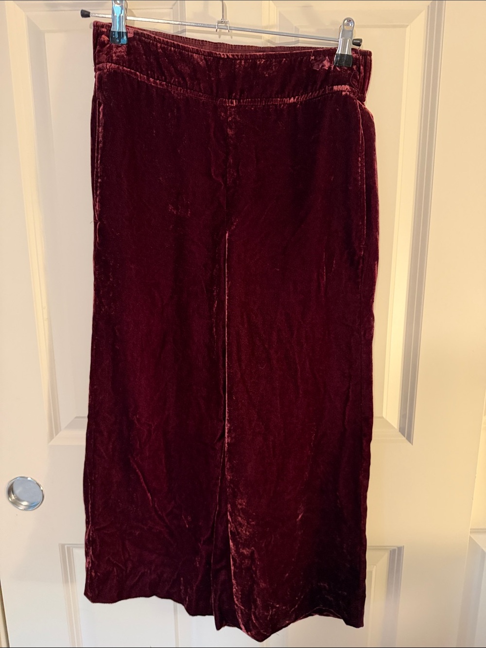 Madewell Velvet Wide-Leg cropped pants - Burgundy